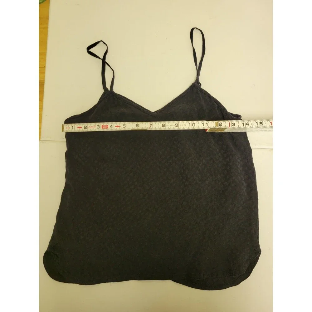 Women’s Black Solid Silk Adjustable Spaghetti Strap Camisole Tank Top, Size S